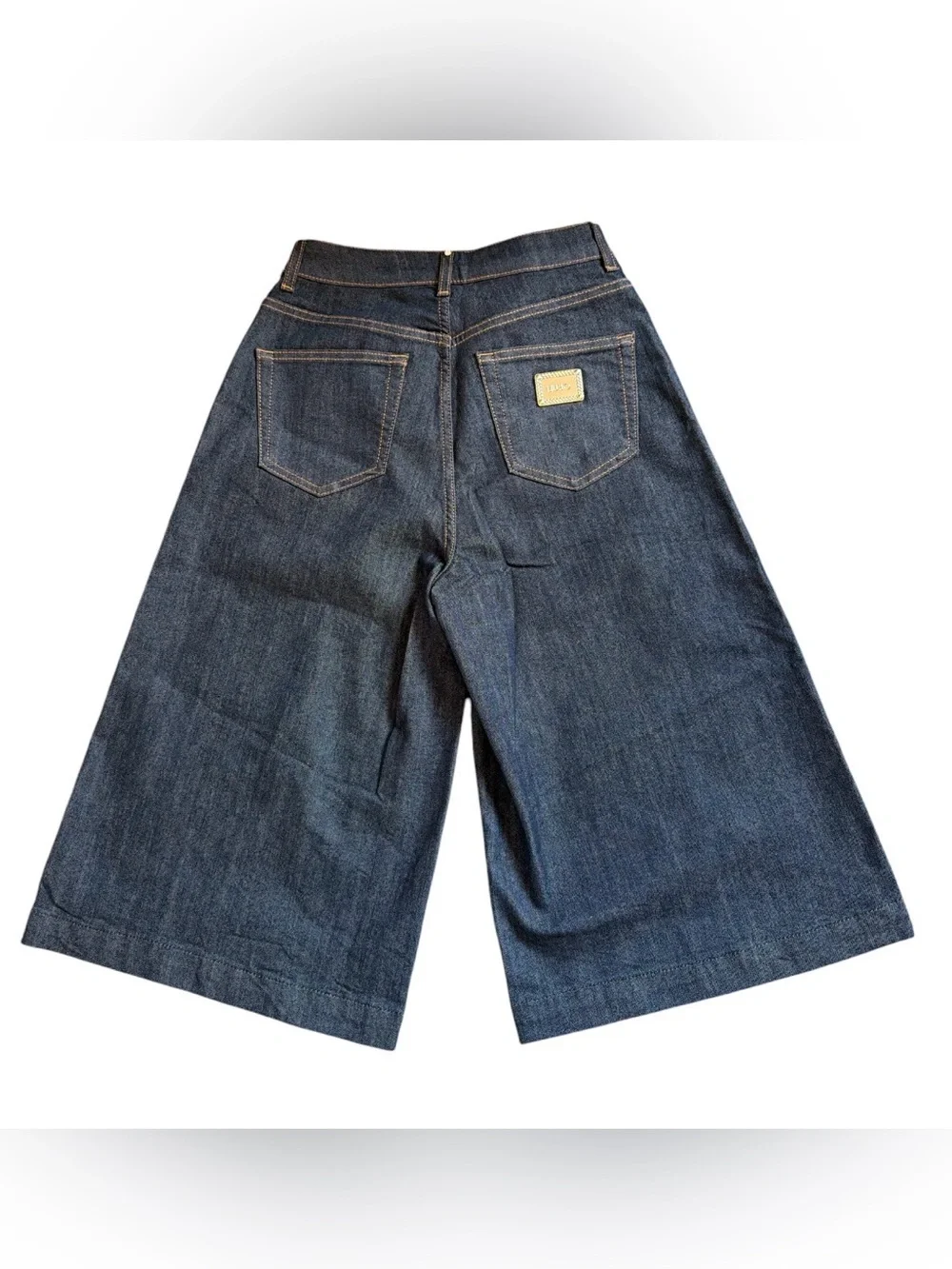 Liu Jo Milano 28 Dark Blue Denim Bermuda Wide Leg Jort Short Culotte NWT $200
